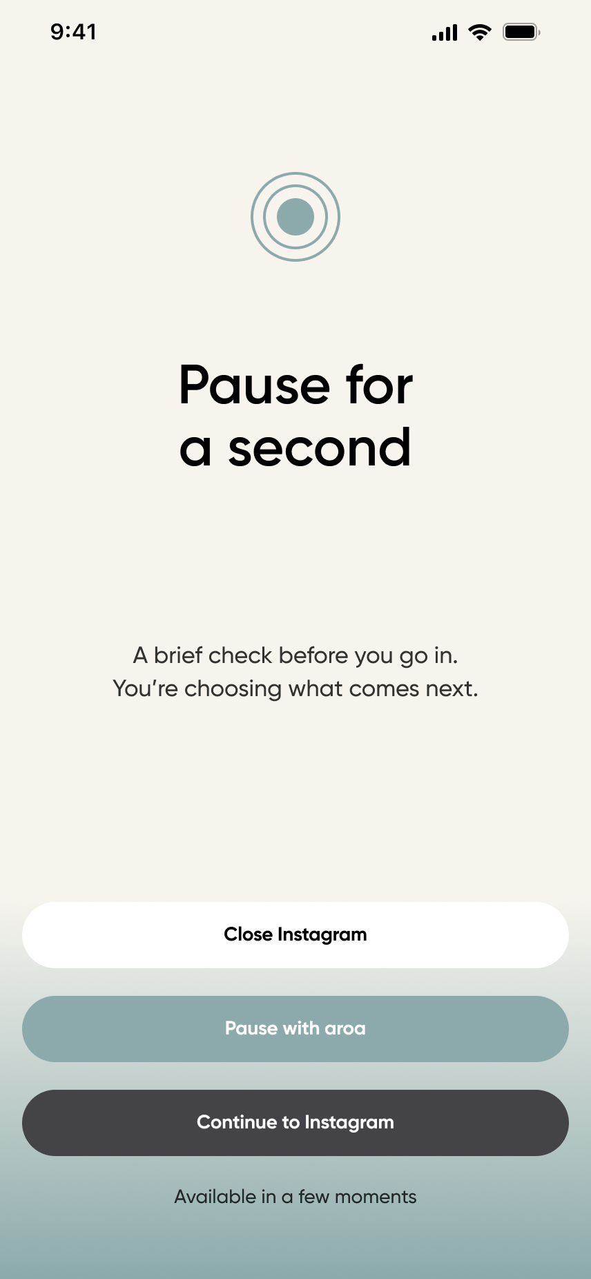aroa pause screen